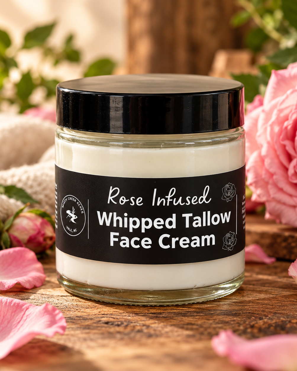 Rose Tallow Face Cream – Grass-Fed Tallow Moisturizer for Dry & Sensitive Skin